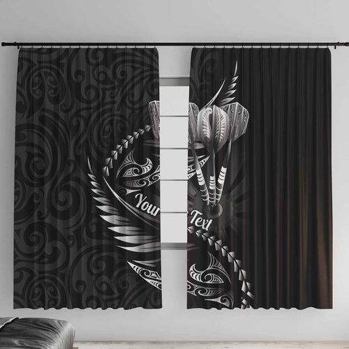 Personalised All Black New Zealand Darts Window Curtain Aoteroa Fern Maori Galaxy Style
