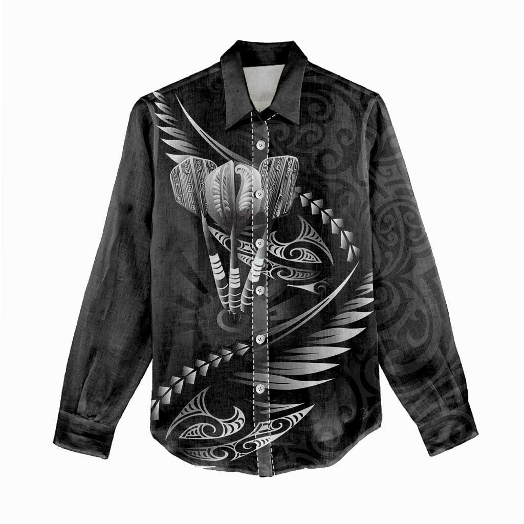 Personalised All Black New Zealand Darts Women Casual Shirt Aoteroa Fern Maori Galaxy Style