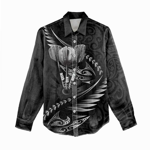 Personalised All Black New Zealand Darts Women Casual Shirt Aoteroa Fern Maori Galaxy Style