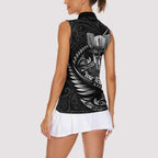 Personalised All Black New Zealand Darts Women Sleeveless Polo Shirt Aoteroa Fern Maori Galaxy Style