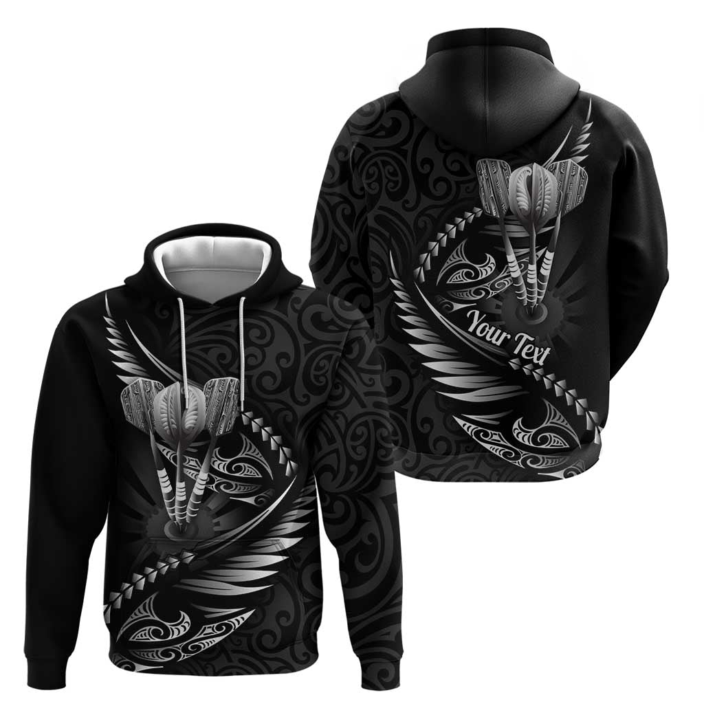 Personalised All Black New Zealand Darts Zip Hoodie Aoteroa Fern Maori Galaxy Style