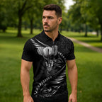 Personalised All Black New Zealand Darts Zipper Polo Shirt Aoteroa Fern Maori Galaxy Style - Aussie Hoodie