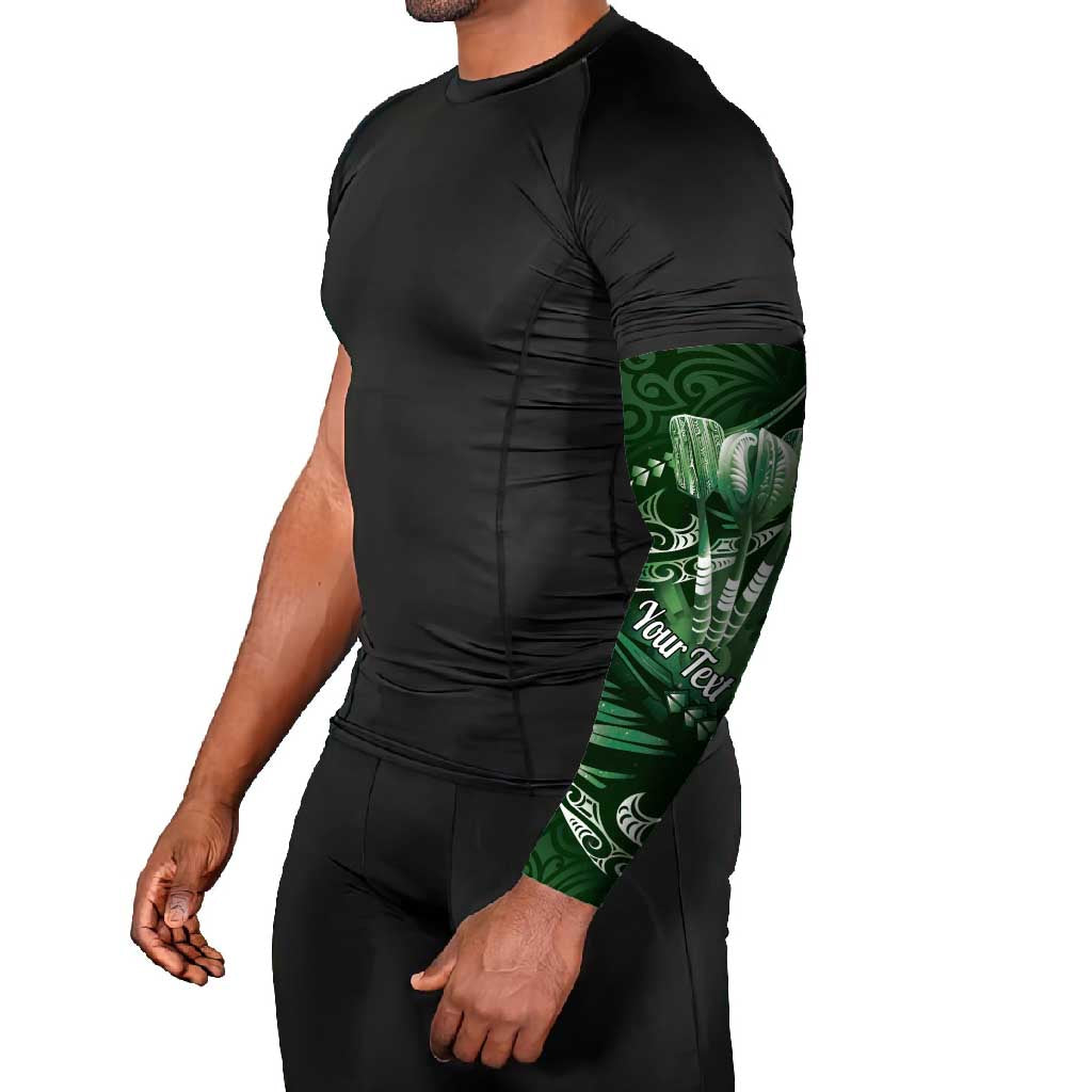 Personalised All Green New Zealand Darts Arm Sleeves Aoteroa Fern Maori Galaxy Style - Aussie Hoodie