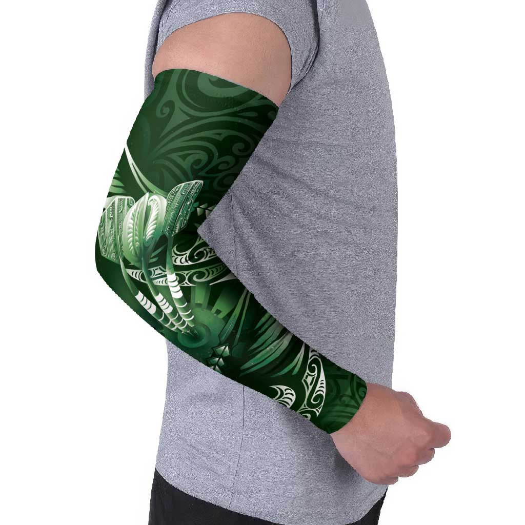 Personalised All Green New Zealand Darts Arm Sleeves Aoteroa Fern Maori Galaxy Style - Aussie Hoodie