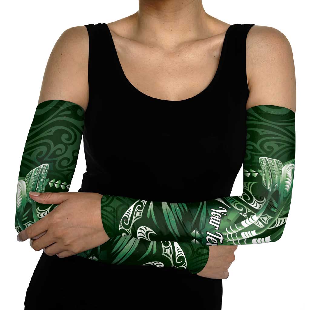 Personalised All Green New Zealand Darts Arm Sleeves Aoteroa Fern Maori Galaxy Style - Aussie Hoodie