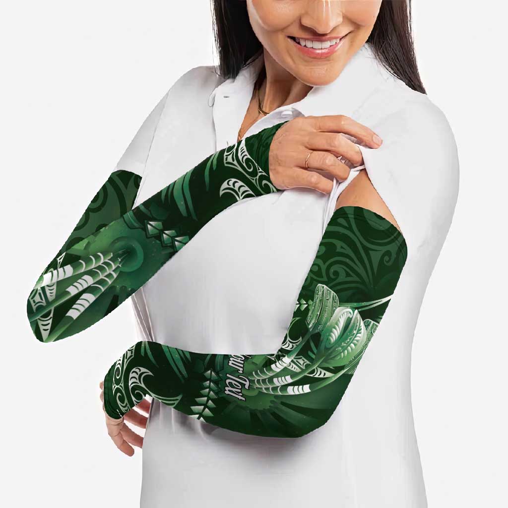 Personalised All Green New Zealand Darts Arm Sleeves Aoteroa Fern Maori Galaxy Style - Aussie Hoodie