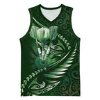Personalised All Green New Zealand Darts Basketball Jersey Aoteroa Fern Maori Galaxy Style - Aussie Hoodie