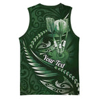 Personalised All Green New Zealand Darts Basketball Jersey Aoteroa Fern Maori Galaxy Style - Aussie Hoodie