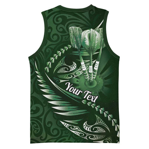 Personalised All Green New Zealand Darts Basketball Jersey Aoteroa Fern Maori Galaxy Style - Aussie Hoodie