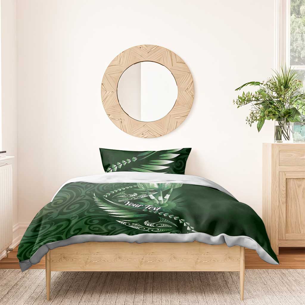 Personalised All Green New Zealand Darts Bedding Set Aoteroa Fern Maori Galaxy Style
