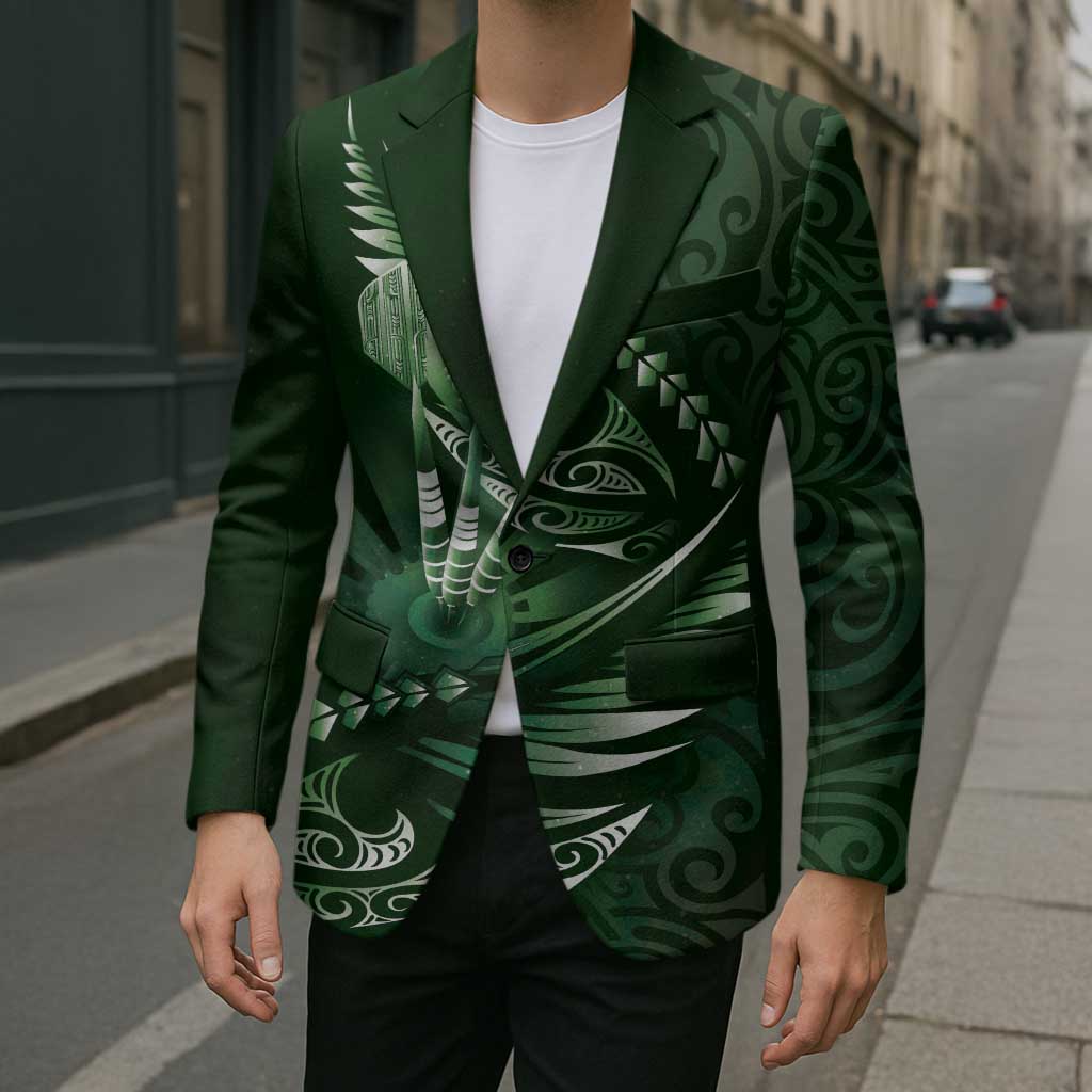Personalised All Green New Zealand Darts Blazer Aoteroa Fern Maori Galaxy Style - Aussie Hoodie
