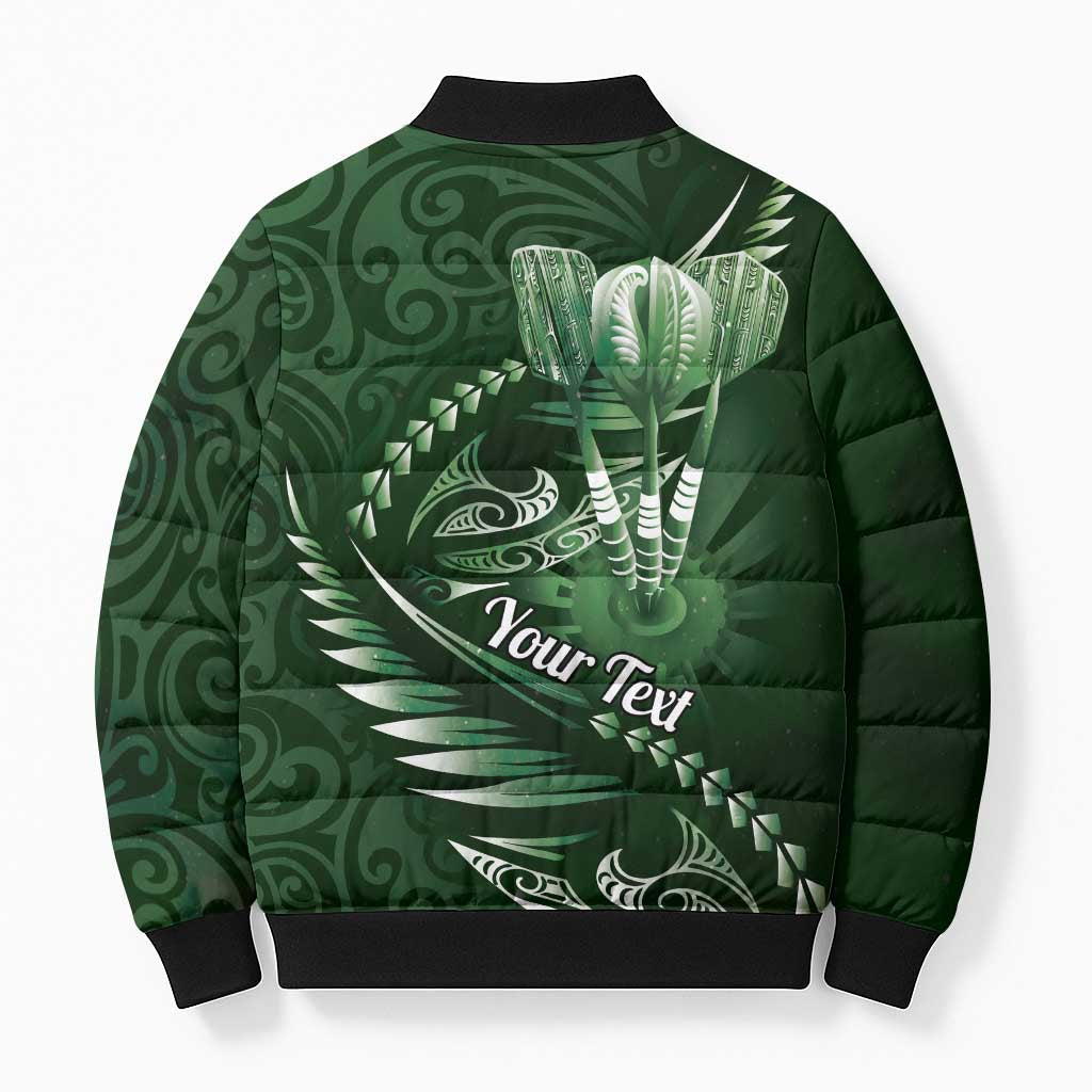 Personalised All Green New Zealand Darts Bomber Puffer Jacket Aoteroa Fern Maori Galaxy Style - Aussie Hoodie