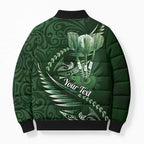 Personalised All Green New Zealand Darts Bomber Puffer Jacket Aoteroa Fern Maori Galaxy Style - Aussie Hoodie