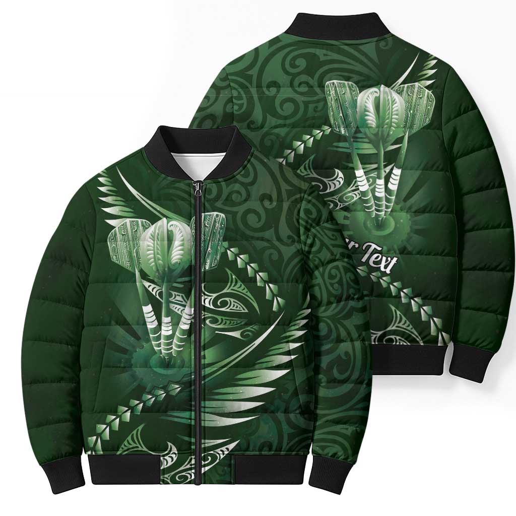Personalised All Green New Zealand Darts Bomber Puffer Jacket Aoteroa Fern Maori Galaxy Style - Aussie Hoodie