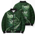 Personalised All Green New Zealand Darts Bomber Puffer Jacket Aoteroa Fern Maori Galaxy Style - Aussie Hoodie