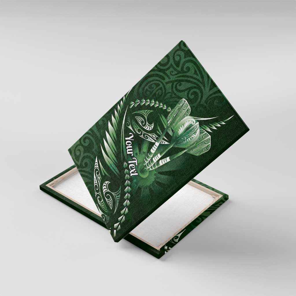 Personalised All Green New Zealand Darts Canvas Wall Art Aoteroa Fern Maori Galaxy Style