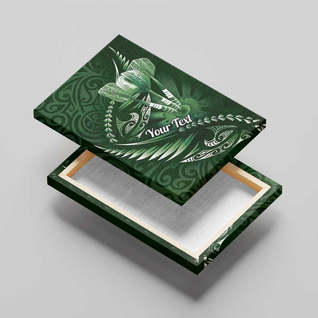 Personalised All Green New Zealand Darts Canvas Wall Art Aoteroa Fern Maori Galaxy Style