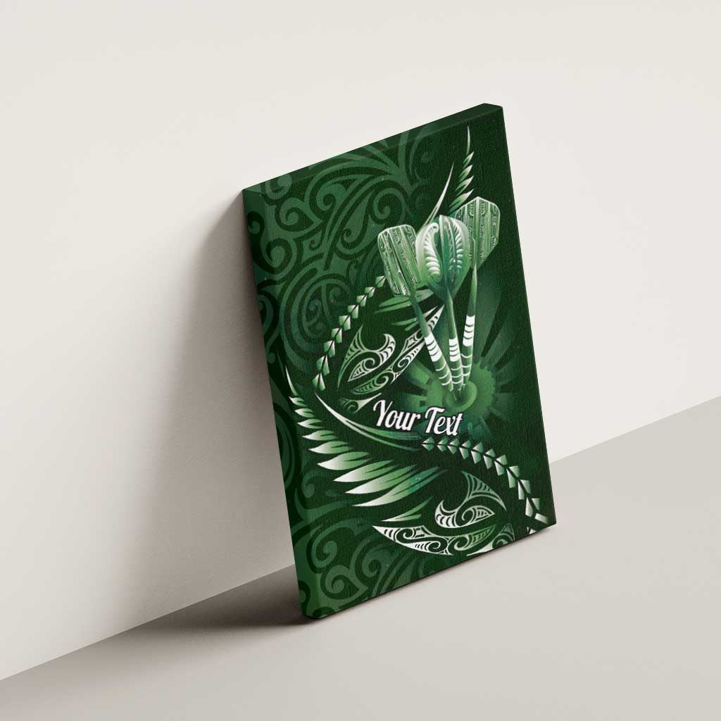 Personalised All Green New Zealand Darts Canvas Wall Art Aoteroa Fern Maori Galaxy Style