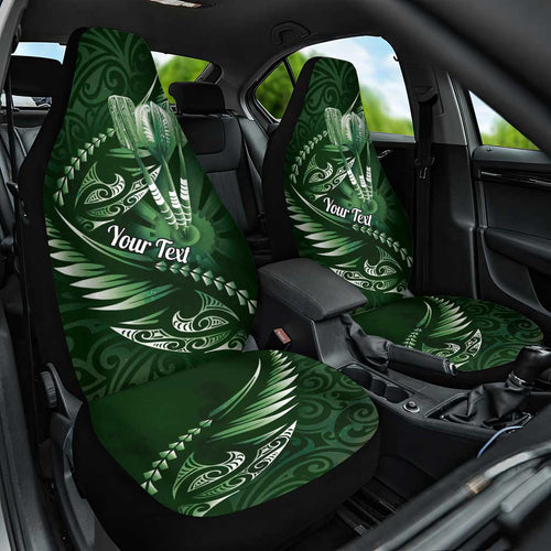 Personalised All Green New Zealand Darts Car Seat Cover Aoteroa Fern Maori Galaxy Style
