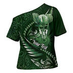 Personalised All Green New Zealand Darts Cross Shoulder Shirt Aoteroa Fern Maori Galaxy Style - Aussie Hoodie