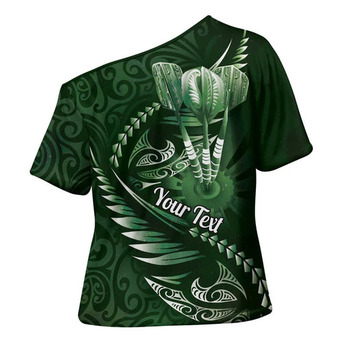 Personalised All Green New Zealand Darts Cross Shoulder Shirt Aoteroa Fern Maori Galaxy Style - Aussie Hoodie