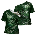 Personalised All Green New Zealand Darts Cross Shoulder Shirt Aoteroa Fern Maori Galaxy Style - Aussie Hoodie