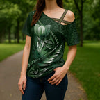 Personalised All Green New Zealand Darts Cross Shoulder Shirt Aoteroa Fern Maori Galaxy Style - Aussie Hoodie