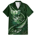 Personalised All Green New Zealand Darts Family Matching Summer Maxi Dress and Hawaiian Shirt Aoteroa Fern Maori Galaxy Style