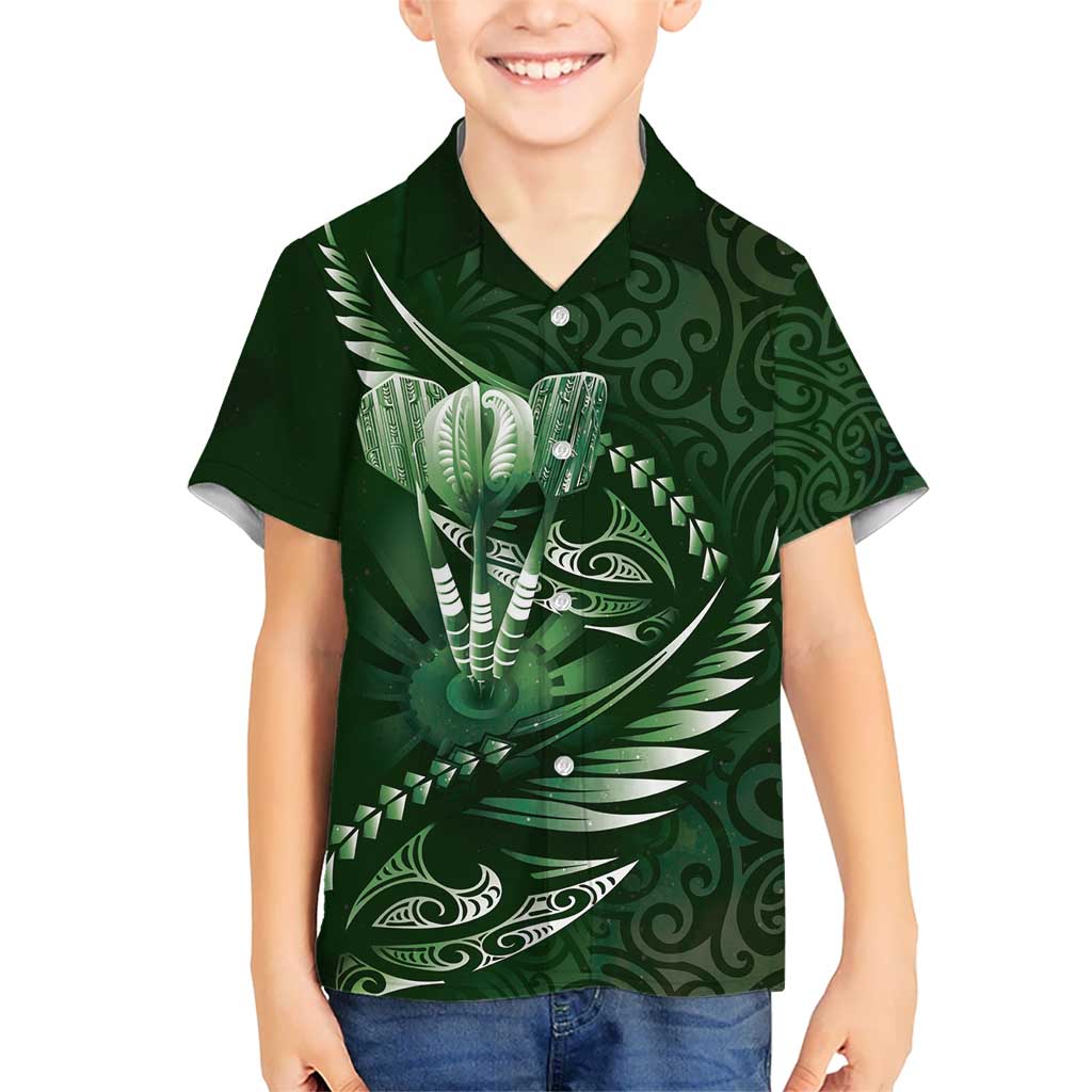 Personalised All Green New Zealand Darts Hawaiian Shirt Aoteroa Fern Maori Galaxy Style