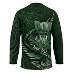 Personalised All Green New Zealand Darts Hockey Jersey Aoteroa Fern Maori Galaxy Style - Aussie Hoodie