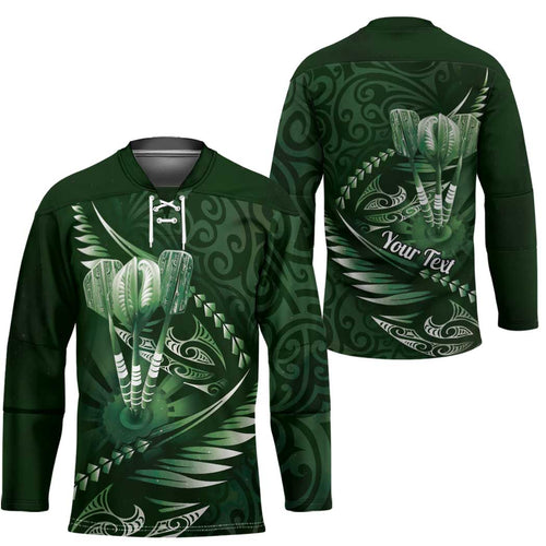 Personalised All Green New Zealand Darts Hockey Jersey Aoteroa Fern Maori Galaxy Style - Aussie Hoodie
