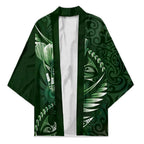Personalised All Green New Zealand Darts Kimono Aoteroa Fern Maori Galaxy Style - Aussie Hoodie