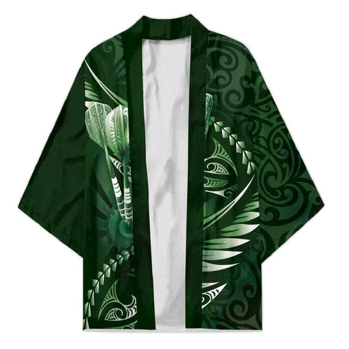 Personalised All Green New Zealand Darts Kimono Aoteroa Fern Maori Galaxy Style - Aussie Hoodie