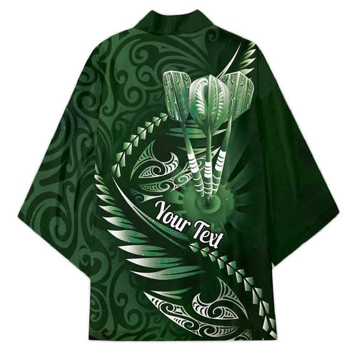 Personalised All Green New Zealand Darts Kimono Aoteroa Fern Maori Galaxy Style - Aussie Hoodie