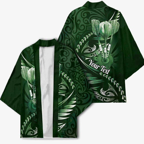 Personalised All Green New Zealand Darts Kimono Aoteroa Fern Maori Galaxy Style - Aussie Hoodie