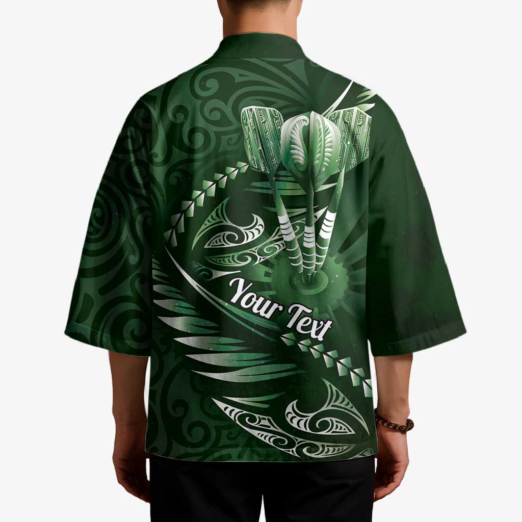 Personalised All Green New Zealand Darts Kimono Aoteroa Fern Maori Galaxy Style - Aussie Hoodie