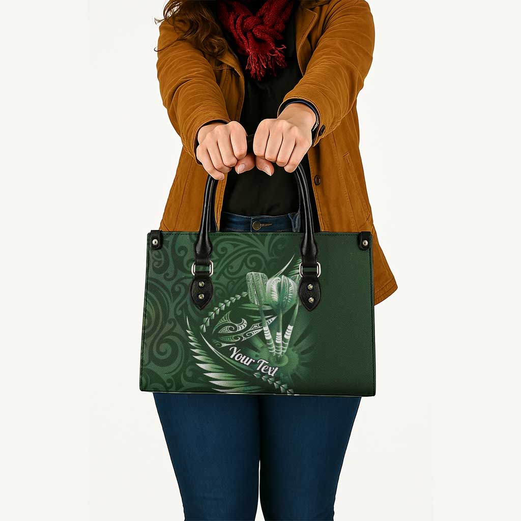 Personalised All Green New Zealand Darts Leather Bag Aoteroa Fern Maori Galaxy Style - Aussie Hoodie