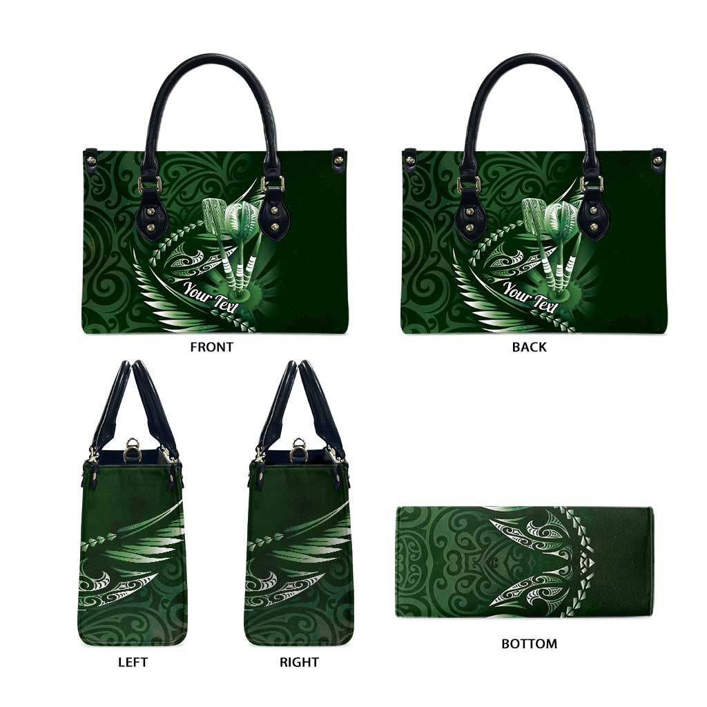 Personalised All Green New Zealand Darts Leather Bag Aoteroa Fern Maori Galaxy Style - Aussie Hoodie
