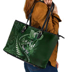 Personalised All Green New Zealand Darts Leather Tote Bag Aoteroa Fern Maori Galaxy Style