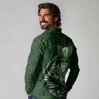 Personalised All Green New Zealand Darts Long Sleeve Polo Shirt Aoteroa Fern Maori Galaxy Style