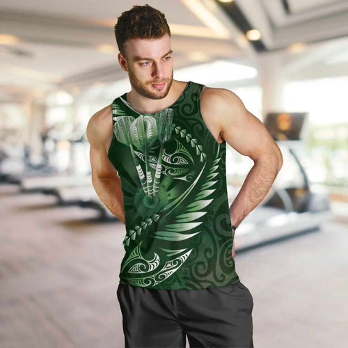 Personalised All Green New Zealand Darts Men Tank Top Aoteroa Fern Maori Galaxy Style