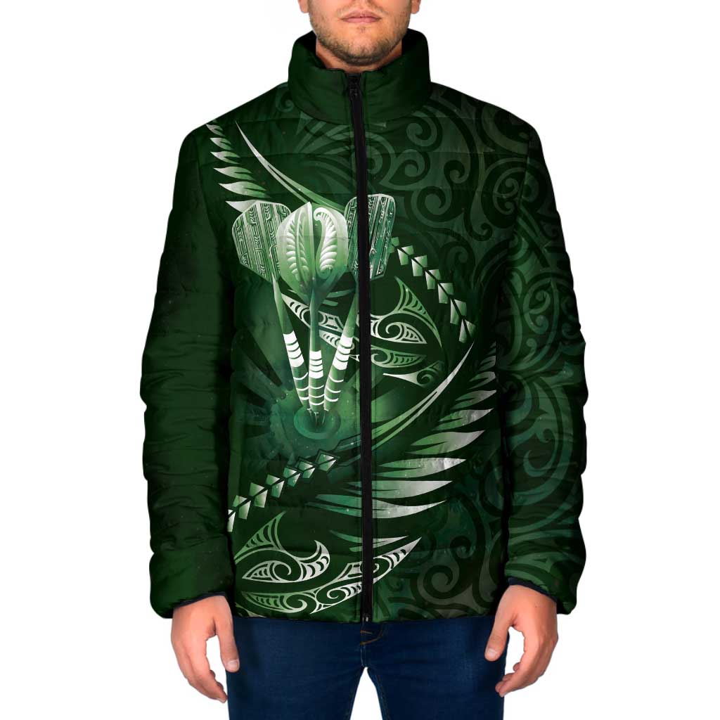 Personalised All Green New Zealand Darts Padded Jacket Aoteroa Fern Maori Galaxy Style - Aussie Hoodie