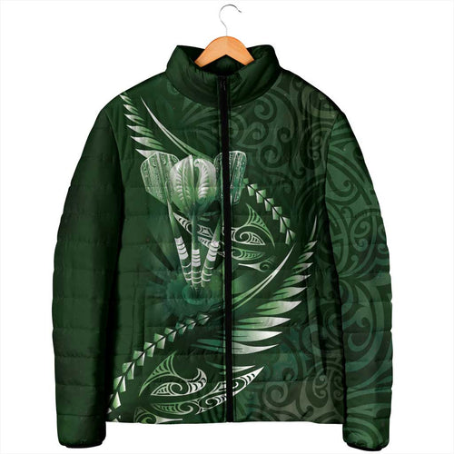 Personalised All Green New Zealand Darts Padded Jacket Aoteroa Fern Maori Galaxy Style - Aussie Hoodie