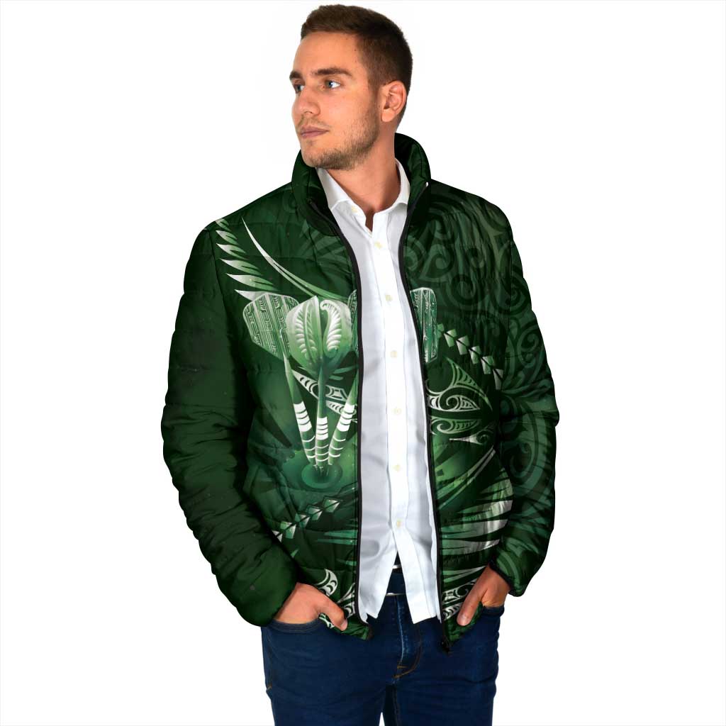 Personalised All Green New Zealand Darts Padded Jacket Aoteroa Fern Maori Galaxy Style - Aussie Hoodie