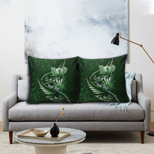 Personalised All Green New Zealand Darts Pillow Cover Aoteroa Fern Maori Galaxy Style - Aussie Hoodie