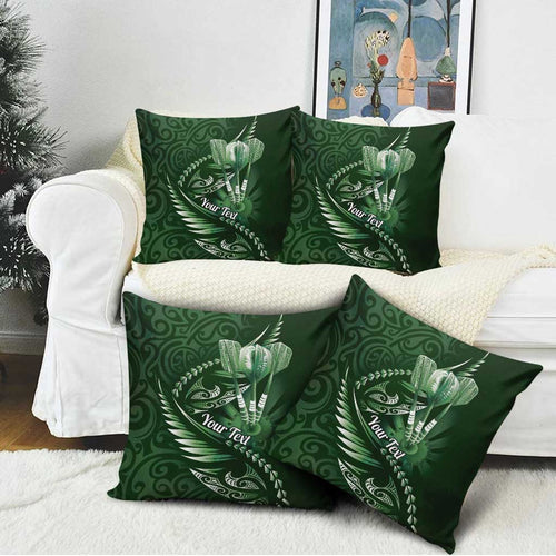 Personalised All Green New Zealand Darts Pillow Cover Aoteroa Fern Maori Galaxy Style - Aussie Hoodie