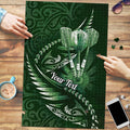 Personalised All Green New Zealand Darts Puzzle Aoteroa Fern Maori Galaxy Style - Aussie Hoodie