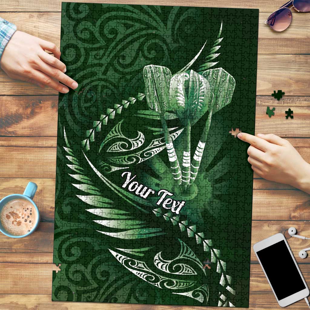 Personalised All Green New Zealand Darts Puzzle Aoteroa Fern Maori Galaxy Style - Aussie Hoodie