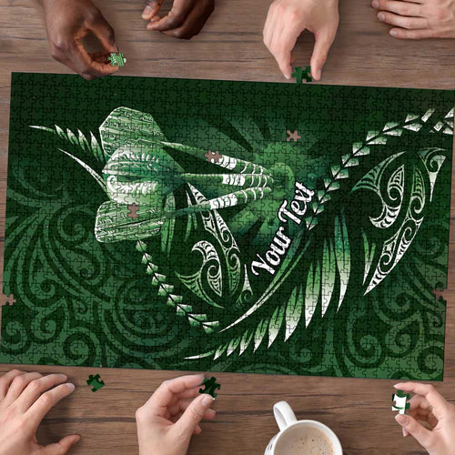 Personalised All Green New Zealand Darts Puzzle Aoteroa Fern Maori Galaxy Style - Aussie Hoodie