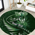 Personalised All Green New Zealand Darts Round Carpet Aoteroa Fern Maori Galaxy Style